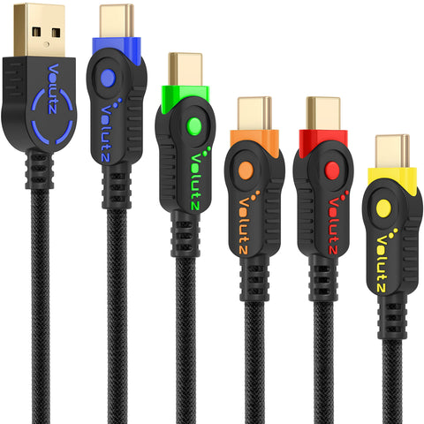 Volutz USB C Cable, (5-Pack 10ft, 6.5ft, 2X 3.3ft, 1ft) Heavy-Duty USB Type C Charge Cable, Braided USB to USB C Charger Cord, Fast Charging for Samsung Galaxy S10/S9/A10e/A20/A50/A51/A71/ PS4/PS5