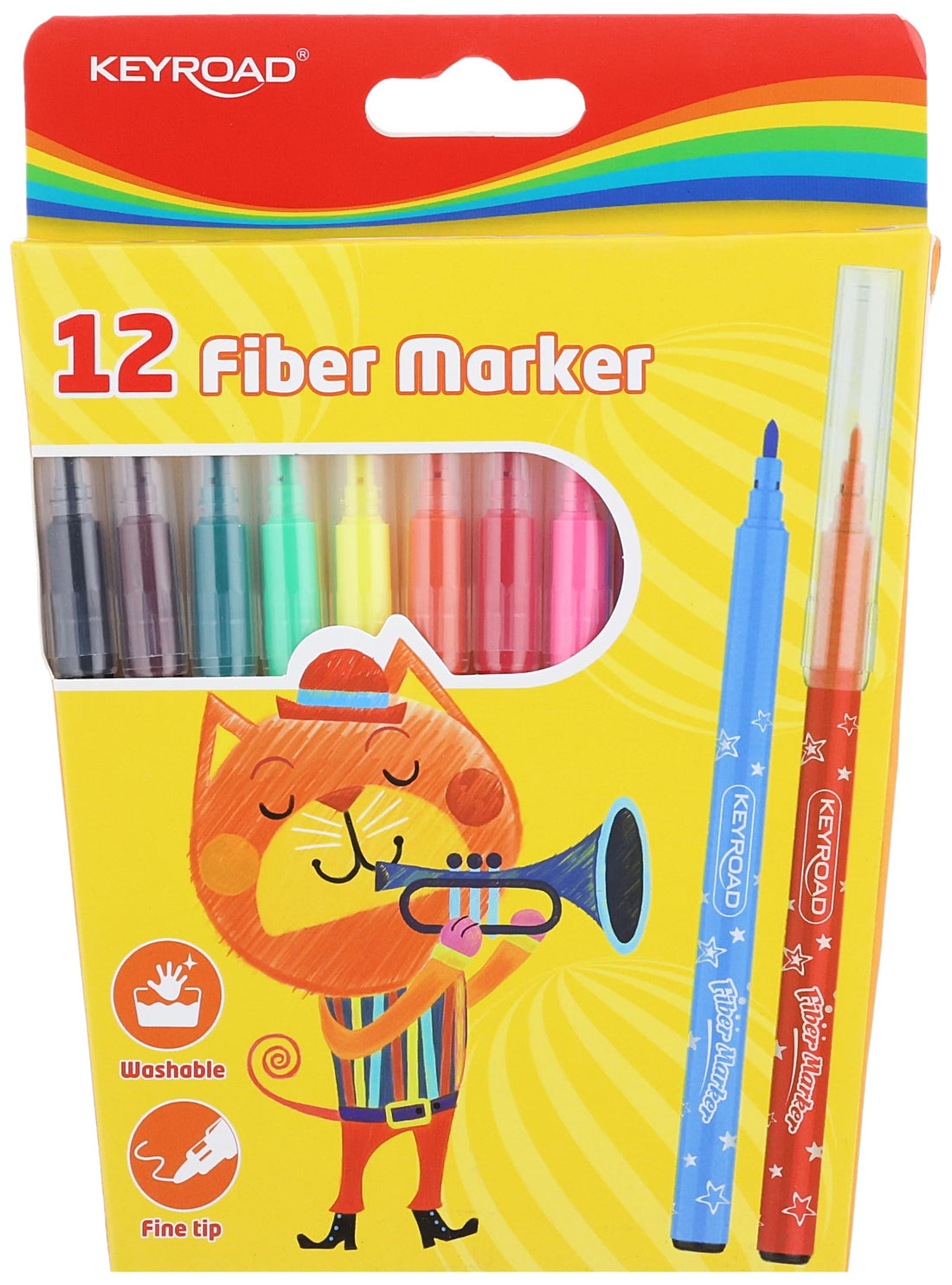 Keyroad 12 colors fiber marker pen/color box""kr971587(1 piece)