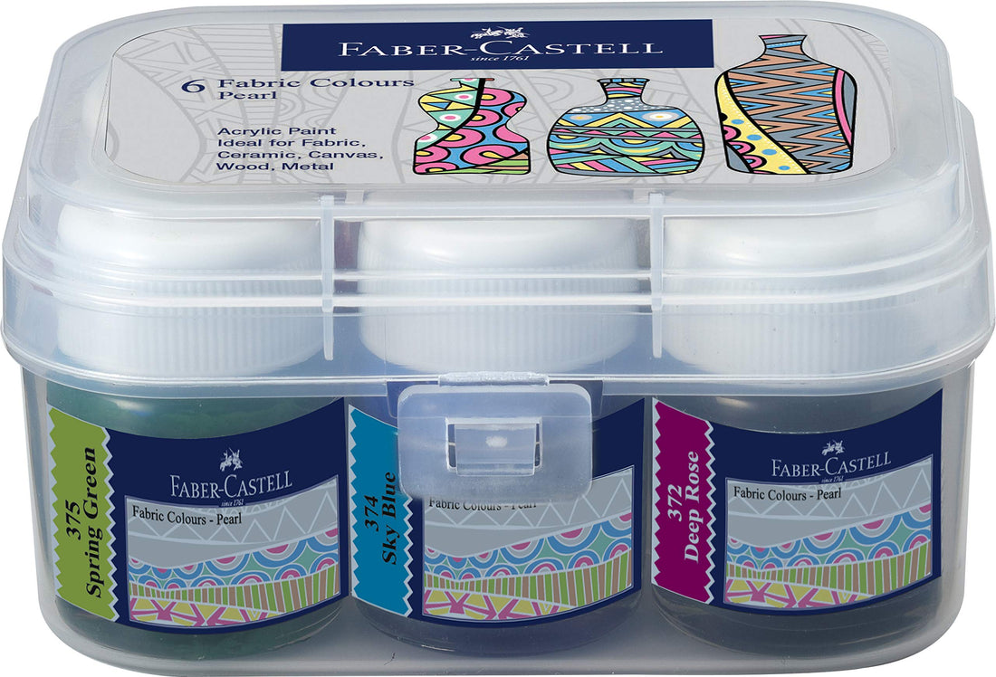Faber-Castell Fabric Colors - Pearl Assorted, (Pack of 6)