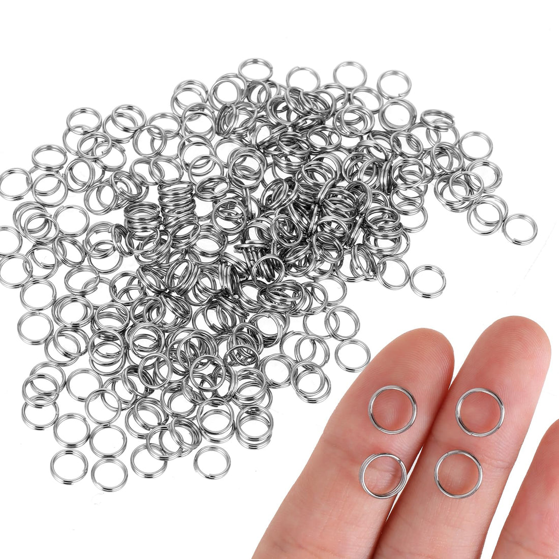 Larrel Pack of 100 6 mm Key Ring Small, Stainless Steel Key Rings with Double Loops, Small Rings, Metal Rings, Silver Jump Ring, Jewellery Connectors for Necklaces, Bracelets and DIY Art