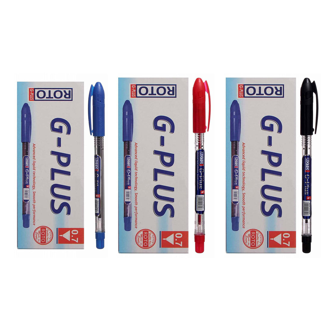 Set of ROTO G-Plus Pens 0.7mm (Blue, Black, Red) 36 Pens