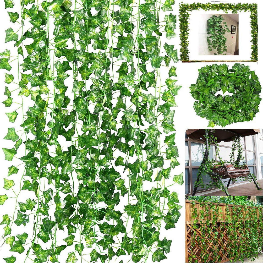 84 Ft-12 Pack Artificial Ivy Leaf Garland Plants Vine Hanging Wedding Garland Fake Foliage Flowers Home Kitchen Garden Office Wedding Wall Décor