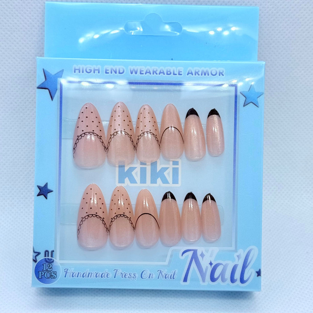Cat Eye effect Press-On Nails Set – 9 Luxurious and Dazzling Shades with Salon Gel Finish - Almond Shape (Beige)