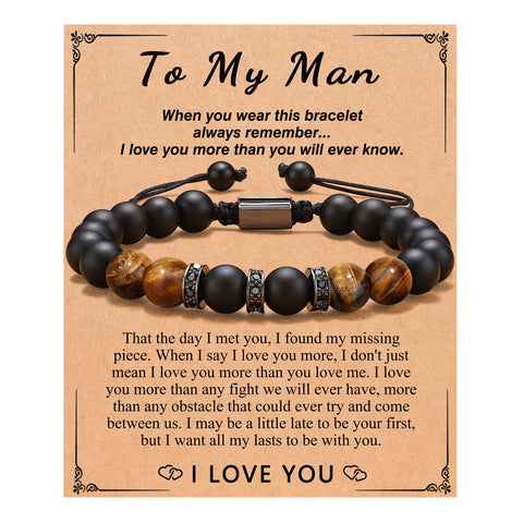 Mens Gifts for Boyfriend Husband Fiance Soulmate, To My Love Soulmate Grandpa Dad Son Grandson, Brother Anniversary Christmas Bracelet Gifts for Him, 5.5" to 11", Stainless Steel,