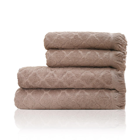 Premium Quality Cotton Bath Towel Set, Pack of 4 Pieces (Different Sizes), Ribbed Design Ultra Soft and Highly Absorbent Towels, Ideal for Hotel, Spa and Everyday Bathroom Use (Beige)