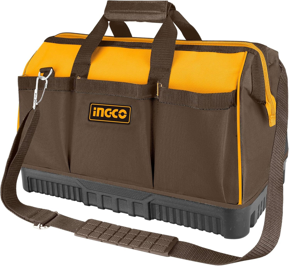 INGCO 16" Tool Bag Organizer, Rigid Frame, Reinforced Plastic Base, Material: 1680D polyester, Water-proof, Max Load 20Kgs,16 Pockets, Dimensions 41 x 25 x 26 cm, Model : HTBG08