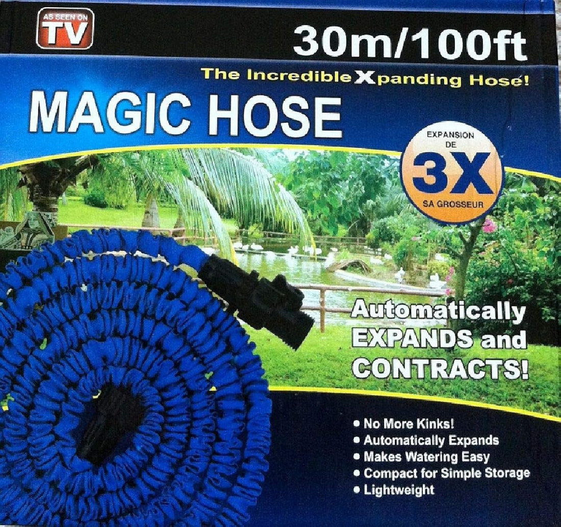 X Hose Expanding Magic 100 Feet With Sprayer Nozzle Blue