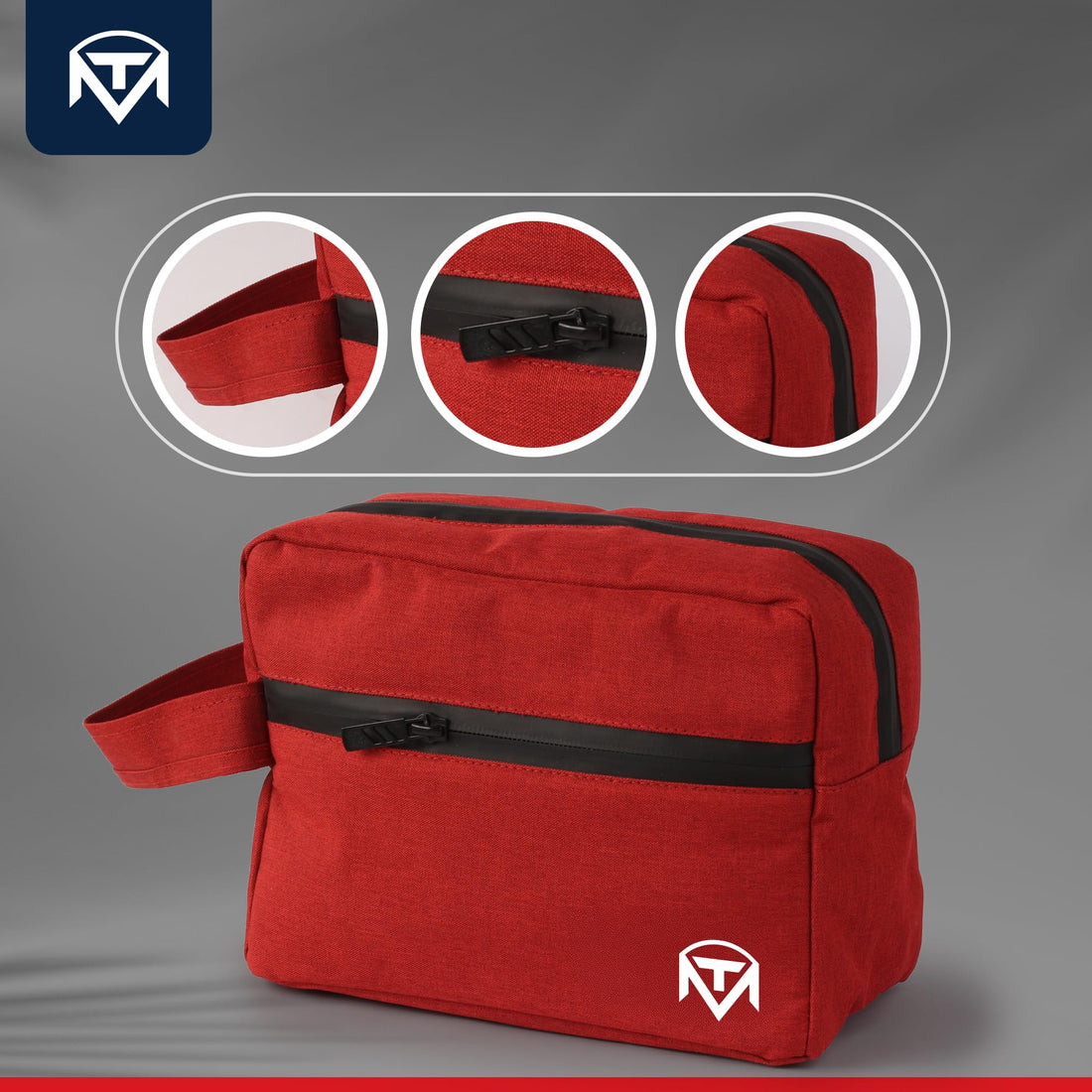 MT Bag for Men Travel Bag for Men Handbag Water-resistant Small Clutch Bag with Multi-pocket Hand Pouch Passport Case Cosmetic Makeup Bag (Red)