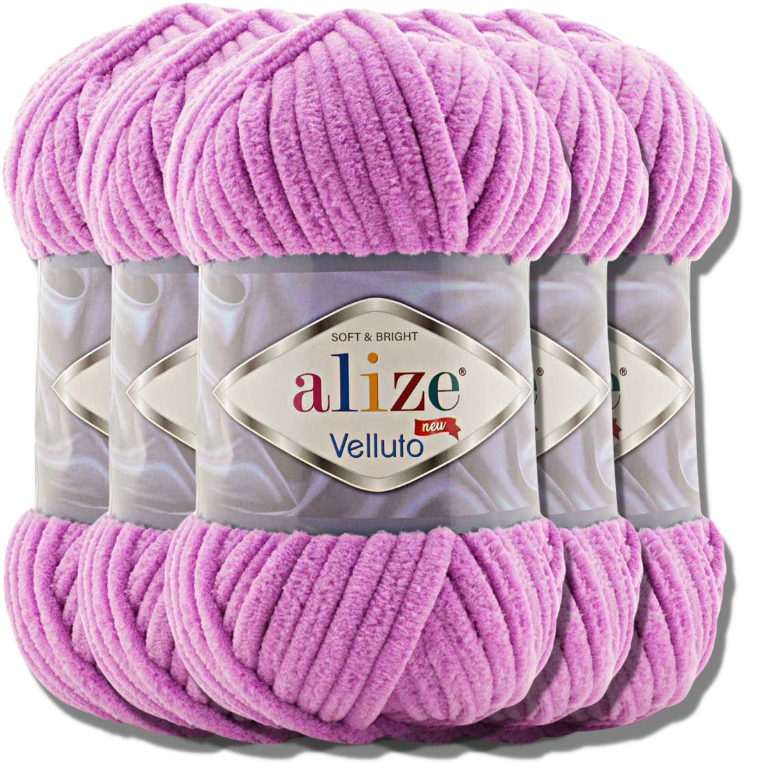 Hobby YARN Alize 5 x 100 g Velluto Turkish Wool Super Bulky Chenille Yarn Cuddly Soft Baby Wool Hand Knitting Yarn for Crocheting Soft Chenille Yarn XXL Ball for Amigurumi (Orchid | 378)