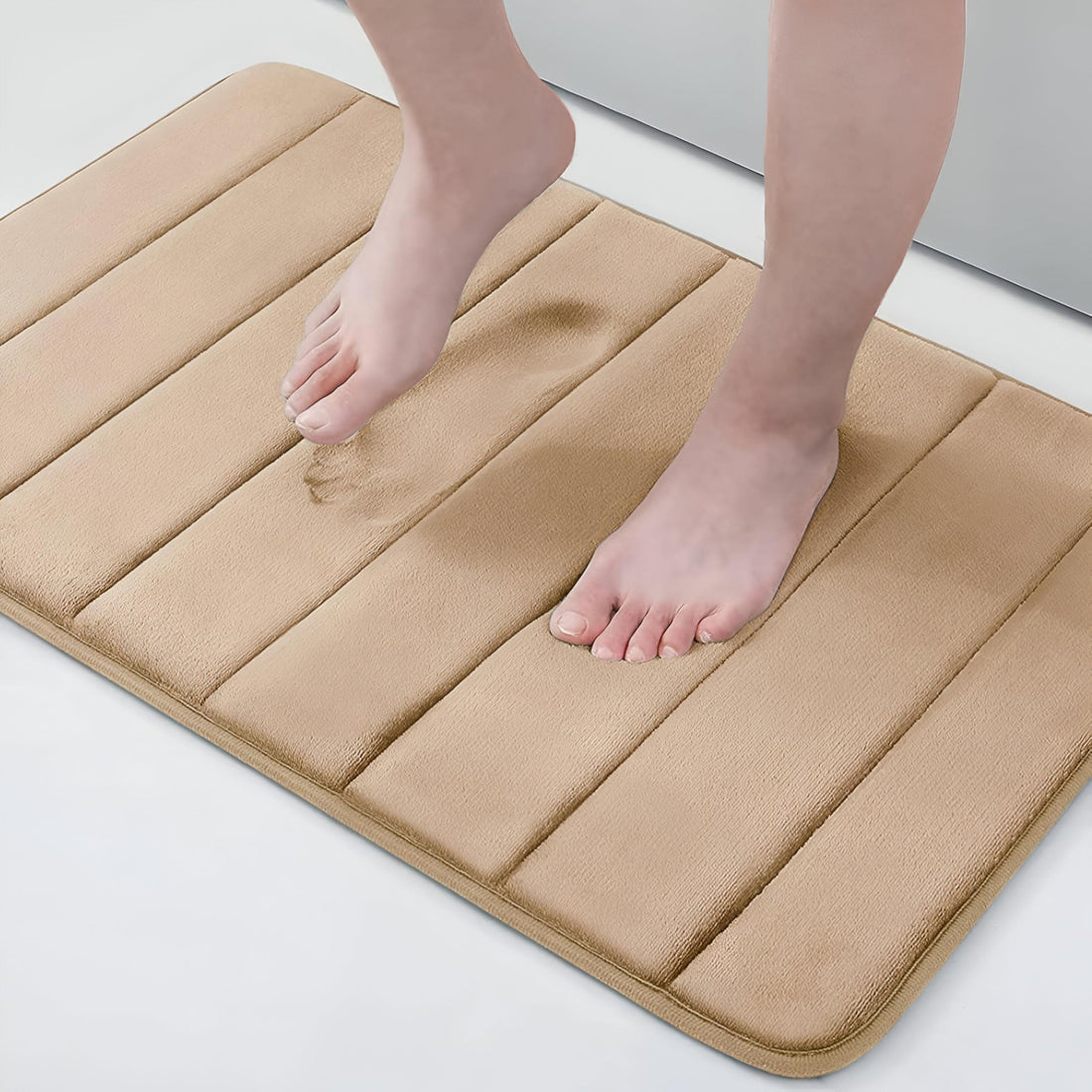 Bath Rug - Large 80x50 cm Anti-Slip Memory Foam Bathroom Mat, Super Absorbent and Machine Washable, Perfect for Bathroom Floor, Spa, and Shower Area Safety Enhancement (Beage)