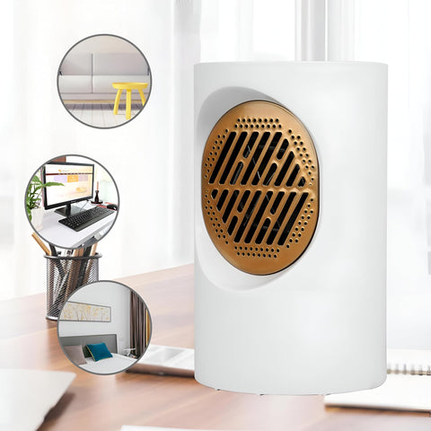 Mini Electric Heater, Portable Electric Heater, Vertical Fan Heater, Silent Fast Heating, for Home, Bedroom, Living Room, Office, Winter Use, Black (White)