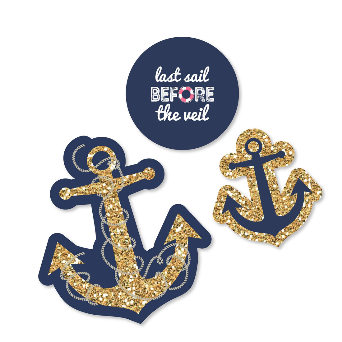 Big Dot of Happiness Last Sail Before The Veil - DIY Shaped Nautical Bridal Shower and Bachelorette Party Cut-Outs - 24 Count