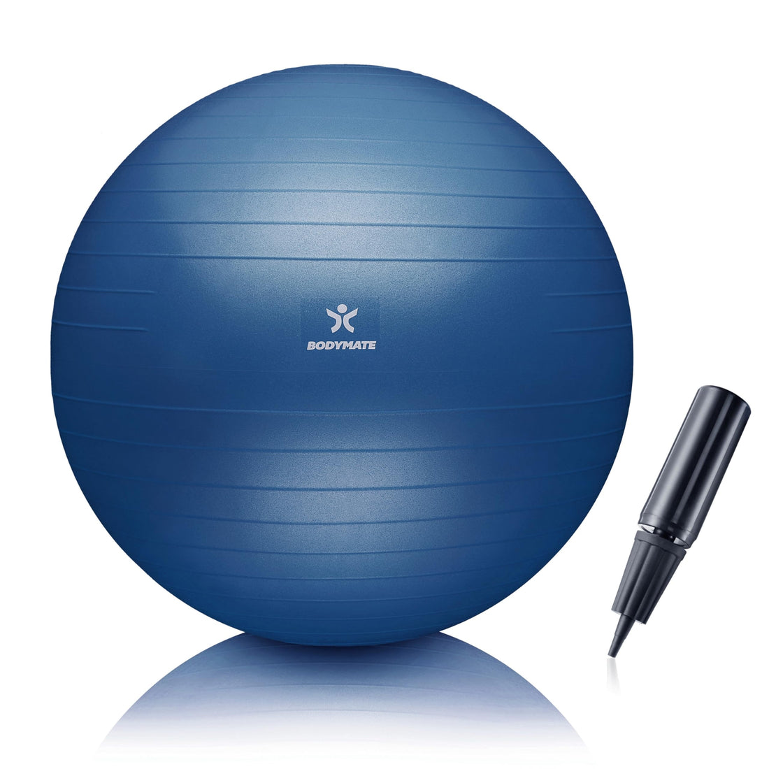 BODYMATE Exercise Ball - E-book with exercise guides included - Gym-quality Swiss balls for fitness, birthing, pregnancy - Air pump included - Anti-Burst - 65cm - Navy Peony