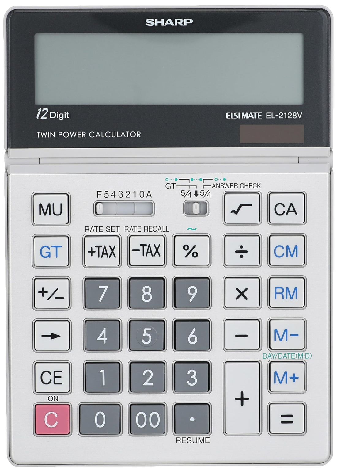 Sharp 12-digit tilt display & kick stand electronic calculator el-2128v