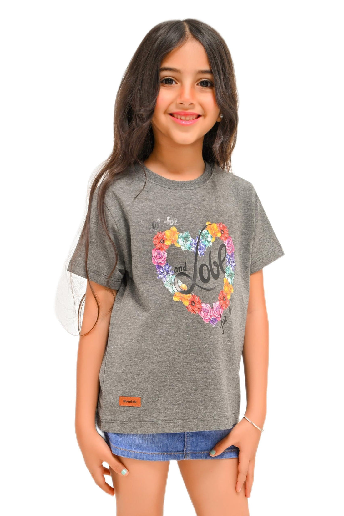 Girls Floral Love Graphic T-Shirt, Short Sleeve, Available in White, Pink, Black