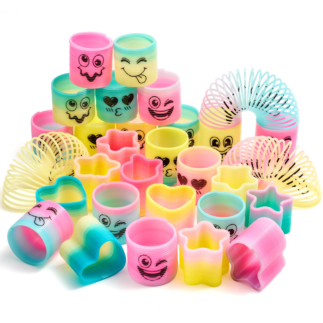 JOYIN 30 Pcs Spring Favor, Mini Plastic Coil Spring Toy, Fidget Stress Coil Mini Springs Bulk Toys for Carnival Prize Birthday, Goodie Bag Stuffers