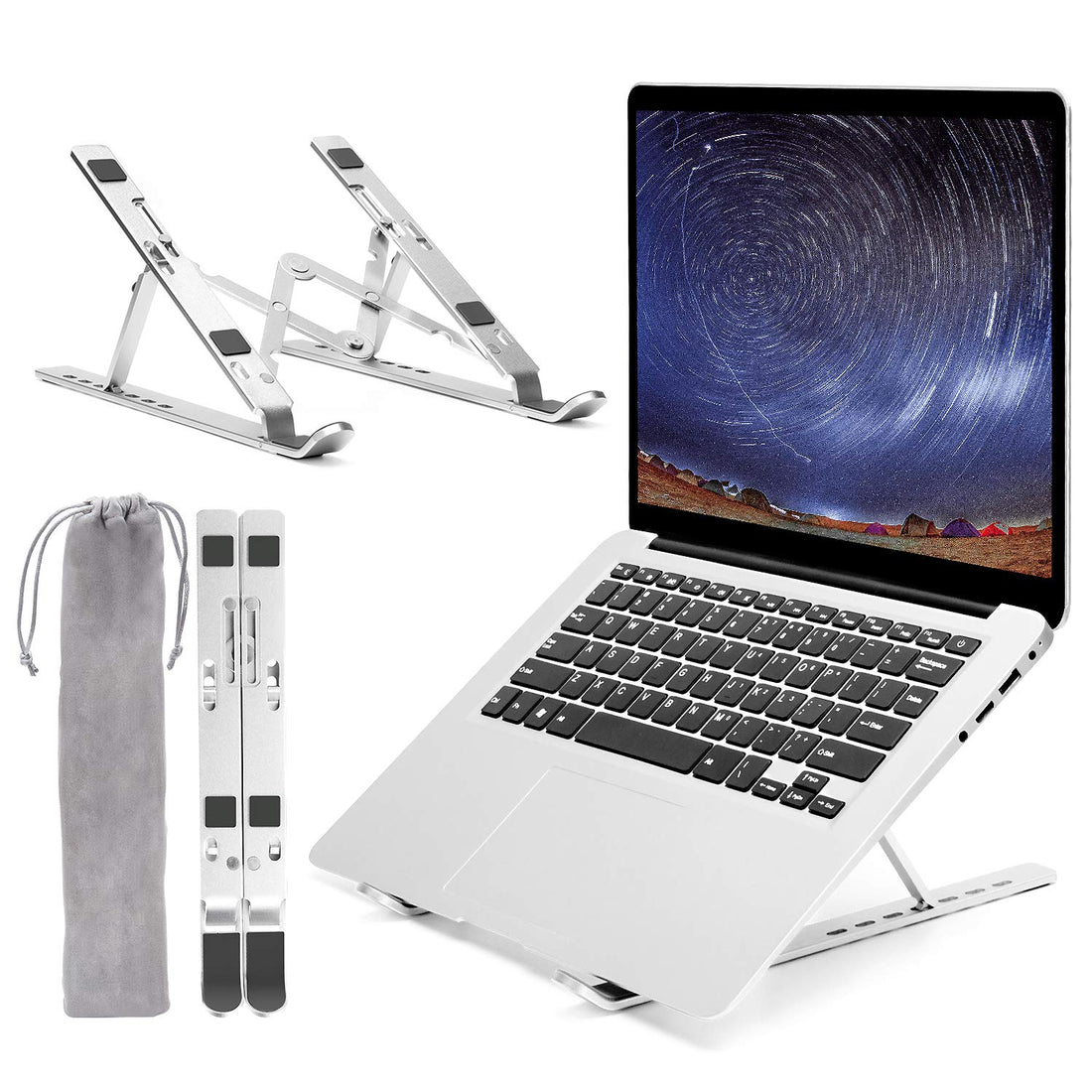 LUYE Laptop Stand, Adjustable & Ergonomic, Compatible with Laptops 10-15.6 inches, Aluminum Ventilated Cooling Laptop Holder Riser Mount for MacBook Air Pro, Dell, Lenovo, HP, More