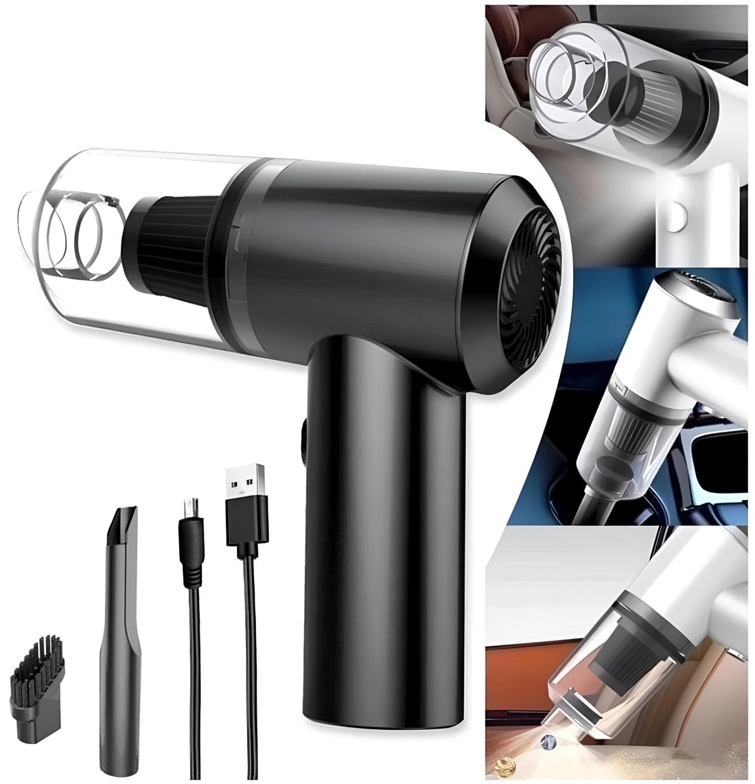 Generic Multifunctional Hand Collector with Handheld Mini Vacuum Cleaner 3 in 1 High Suction Cordless Low Noise Operation Perfect for Home Cleaning - Black