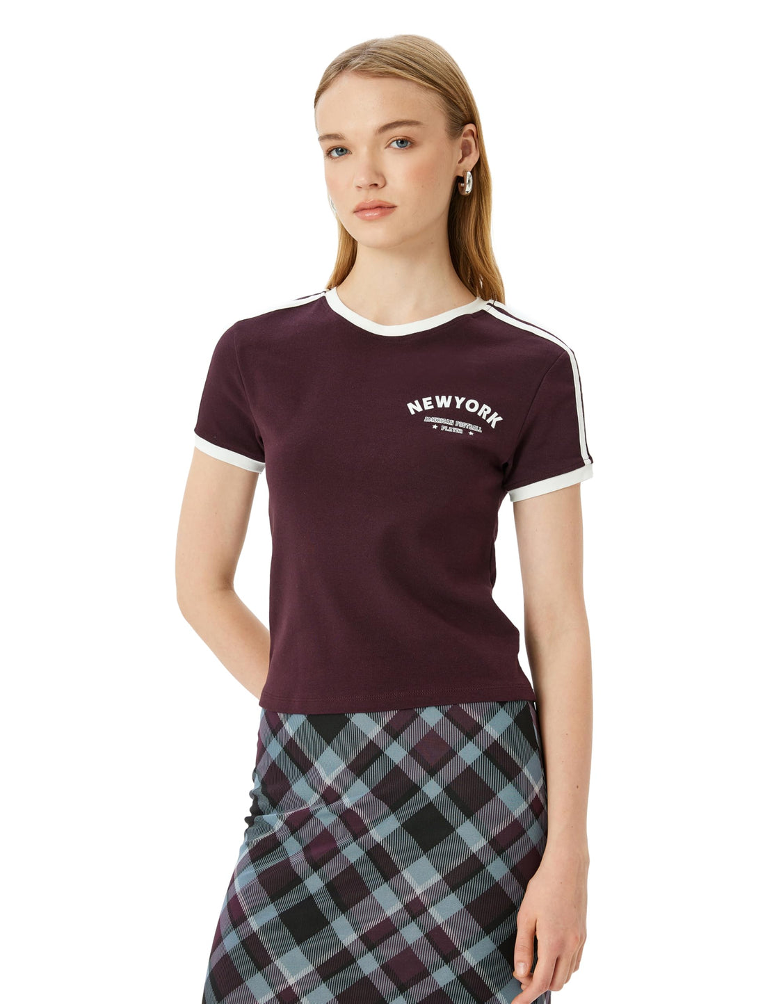 KOTON Womens Back Printed T-Shirt Modern