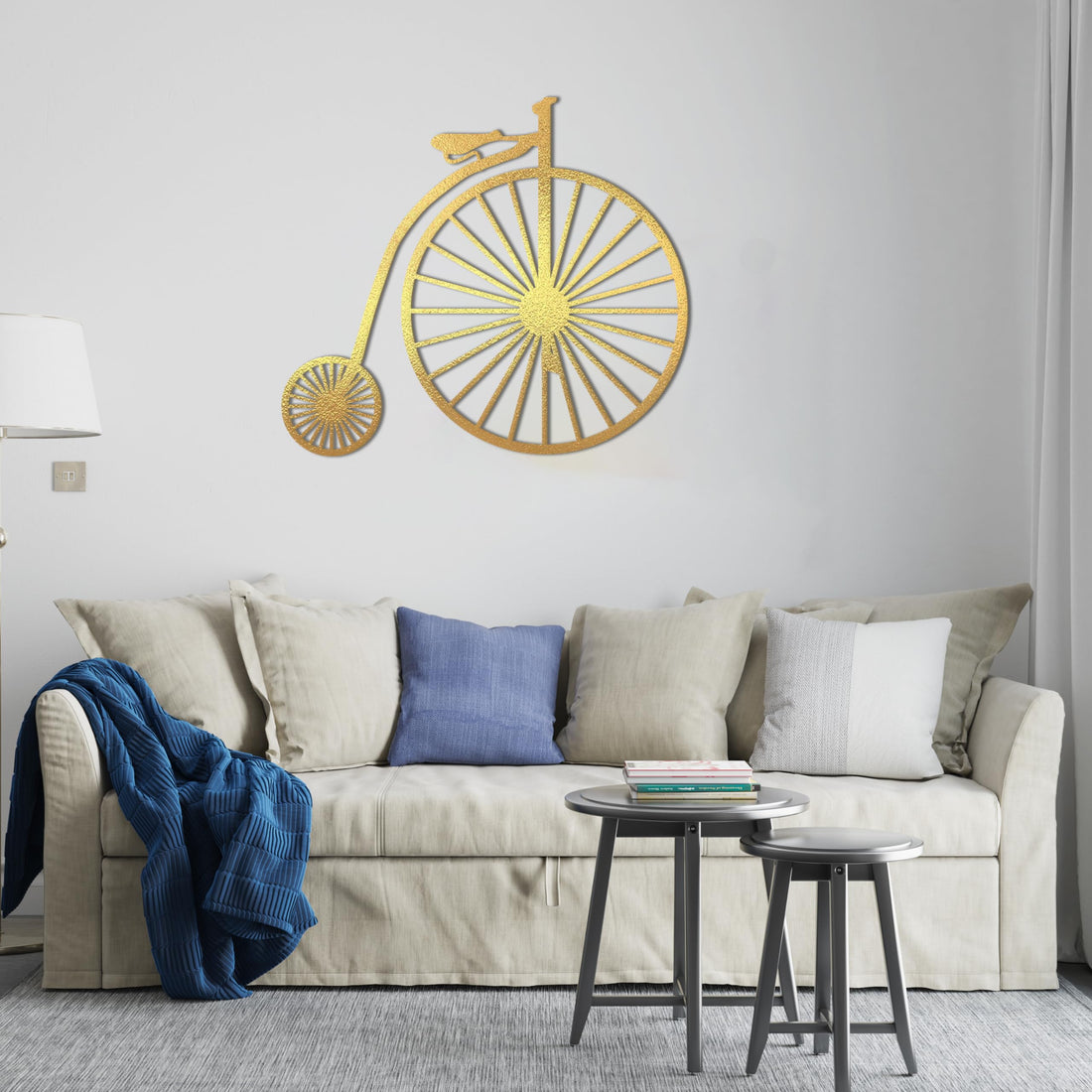 Home gallery Decorative Classic Bike wooden wall Art 80X80 cm Gold