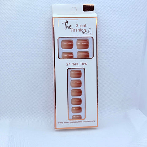 Medium Square Press On Nails – 5 Trendy Designs | Ombre Pink & Brown, Yellow French Tip & Dark Red | Salon Finish Fake Nails for Women (Brown Ombre)