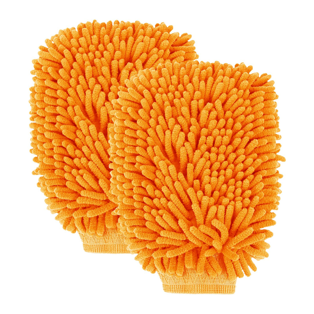 wuyaoyao 2PCS Car Wash Mitt, 10.14"×7.12" Chenille Microfiber Car Wash Mitts, Scratch-Free & Lint-Free, Absorbent Double Sided Clean Glove for Cars Cleaning, Auto Cleaning Supplies (Orange)