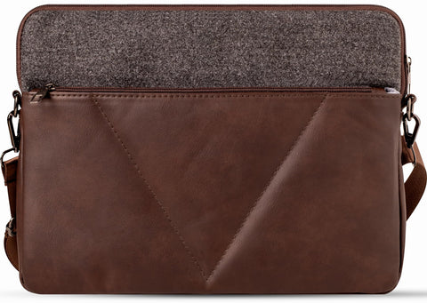 Di Pelle™ Laptop Sleeve Bag 13 Inch (25x35x5cm) Premium PU Leather Shockproof Protective Case with Shoulder Strap and Front Pocket Compatible with MacBook Air/Pro and Laptops (Brown, 13.6)