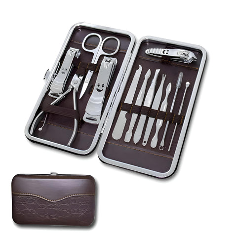 Manicure Set - Professional 12-Piece Stainless Steel Nail Care Kit with Luxury Travel Case for Pedicure and Grooming Needs at Home or Salon Use Today