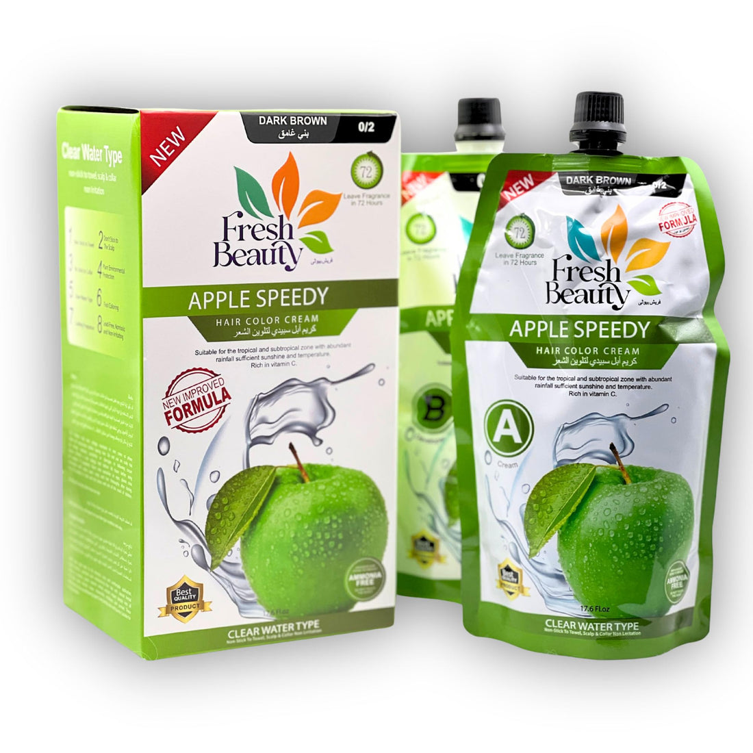 Fresh Beauty Apple Speedy Hair Color Dark Brown 0/2 Ammonia Free 500ml + 500ml