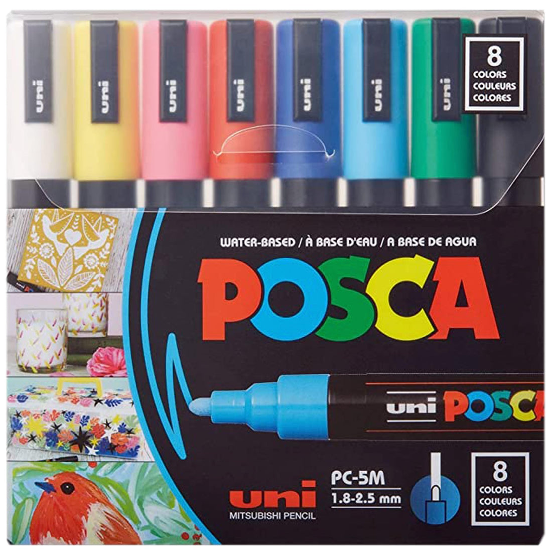 posca Acrylic Paint Marker Set, 8 Color Medium, PC-5M, Version 2 (PC5M8SET), multicolor (PXPC5M8SET)