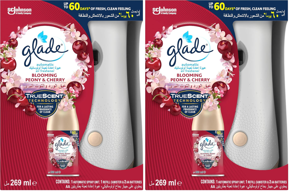 Glade automatic air freshener, blooming & cherry fragrance, 269 ml (Pack of 2)