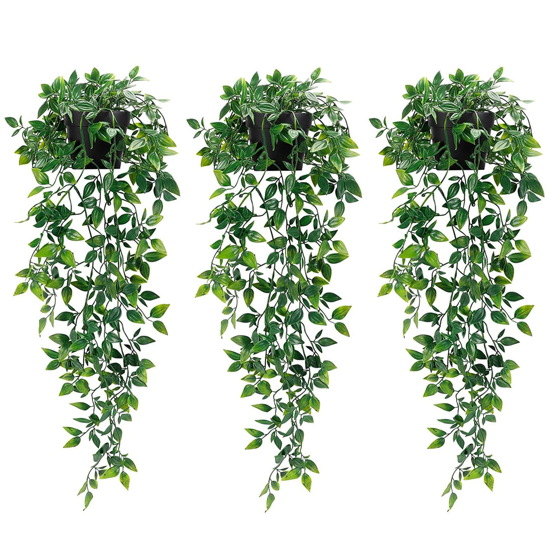 Whonline 3 Pack Artificial Hanging Plants Fake Plants with Pots for House Bedroom Wall Garden Decor