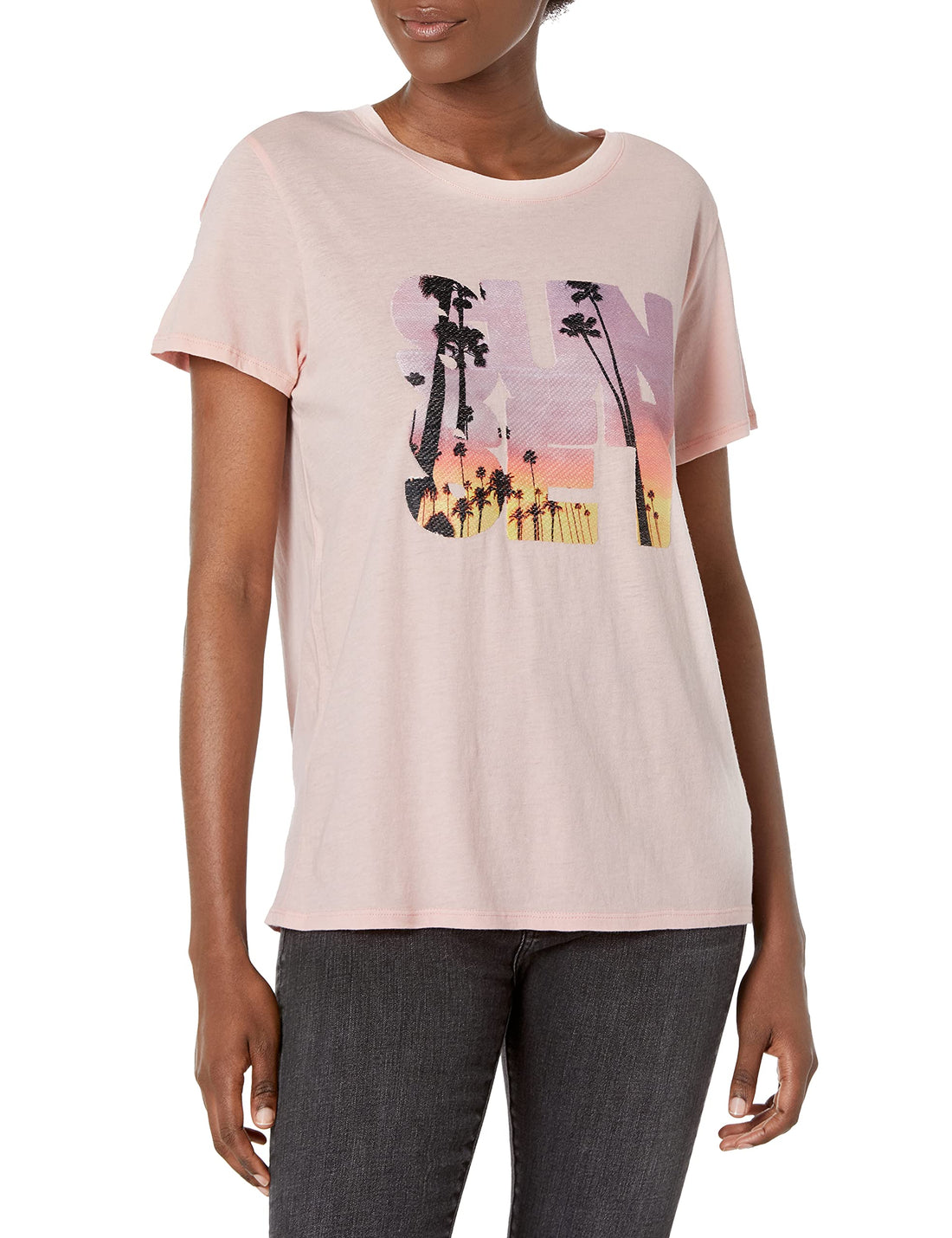 GUESS womens Eco Short Sleeve Sunset Shadow Easy Tee T-Shirt