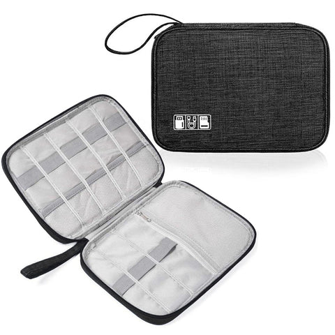 YHQZ 1 Pcs Universal Carry Travel Gadget Bag,Travel Cable OrganiserBag and Cables OrganiserBag,Electronics Accessories Organizer Bag for Chargers,Cables,USB Drive,SD Card,Power Bank,Disk(Black), Black
