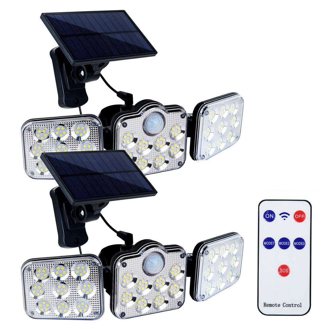 3 Heads Solar Lights Outdoor Separate Motion Sensor, Adjustable Solar Flood Lights Outdoor Motion Sensor, 1000lm 7500k IP65 Waterproof, Security Lights Motion Outdoor, Garage Wall Light…