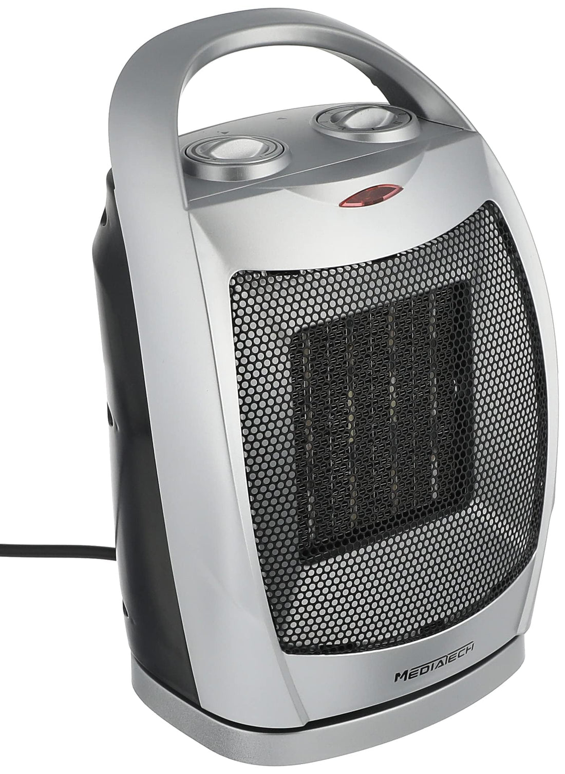 MediaTech Electric Ceramic Heater,1500W, Thermostat, Movable base, safety lock, MT-CH003- Silver(2 Years Warranty)