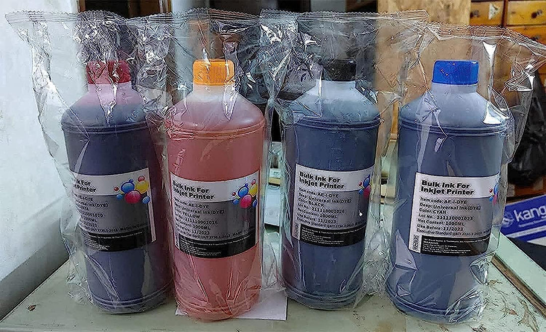 4 x 1000 ML Universal Refill BULK Ink kit for Epson Canon HP Brother Lexmark DELL Kodak Inkjet Printer Cartridge Printer Ink (4 Color)