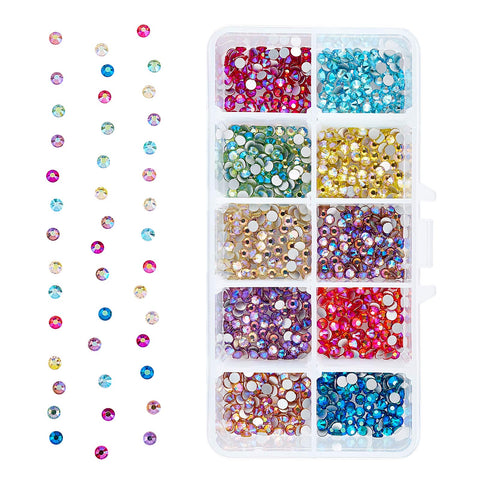 PandaHall Elite About 1000 Pieces 4mm Glass Crystal Nail Art Flatback Round Rhinestones Gemstone 10 Colors for Nails Phone Decorations Crafts Makeup Clothes Shoes
