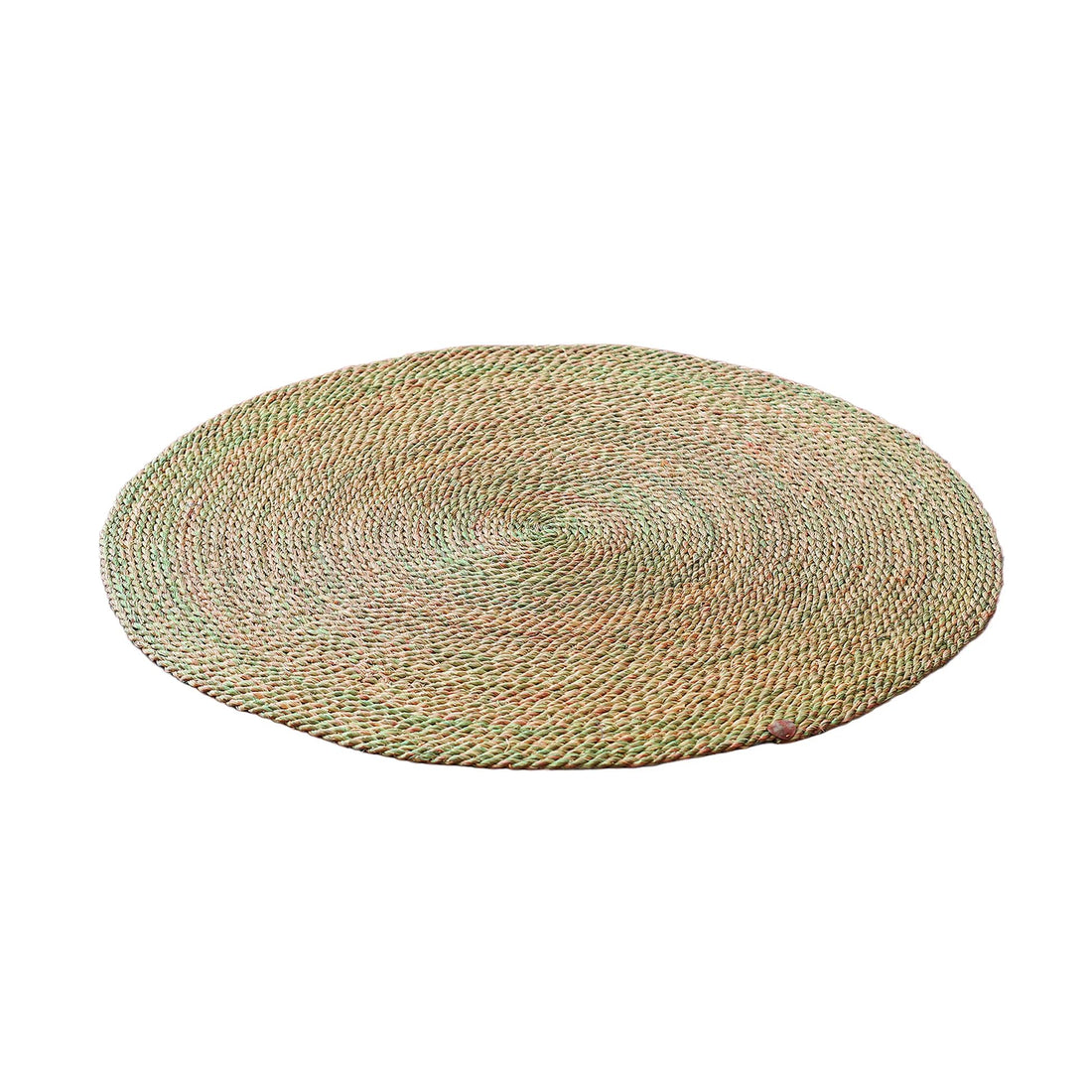 Round Woven Halfa Grass Area Rug, Natural and Green, Traditional Handcrafted (180 CM)