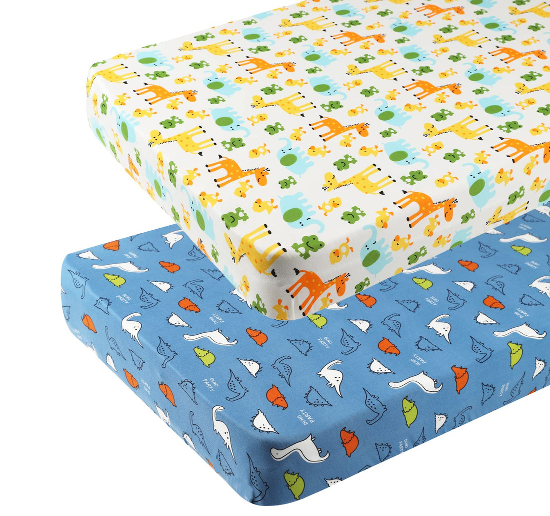 Moro Moro 3 Dinosaur Pack N Play Stretchy Fitted Playard Sheet Set 2 Pack Jersey Knit Ultra Soft Portable Mini Crib Sheets For Baby Boy Girl Elephant Giraffe Frogs By