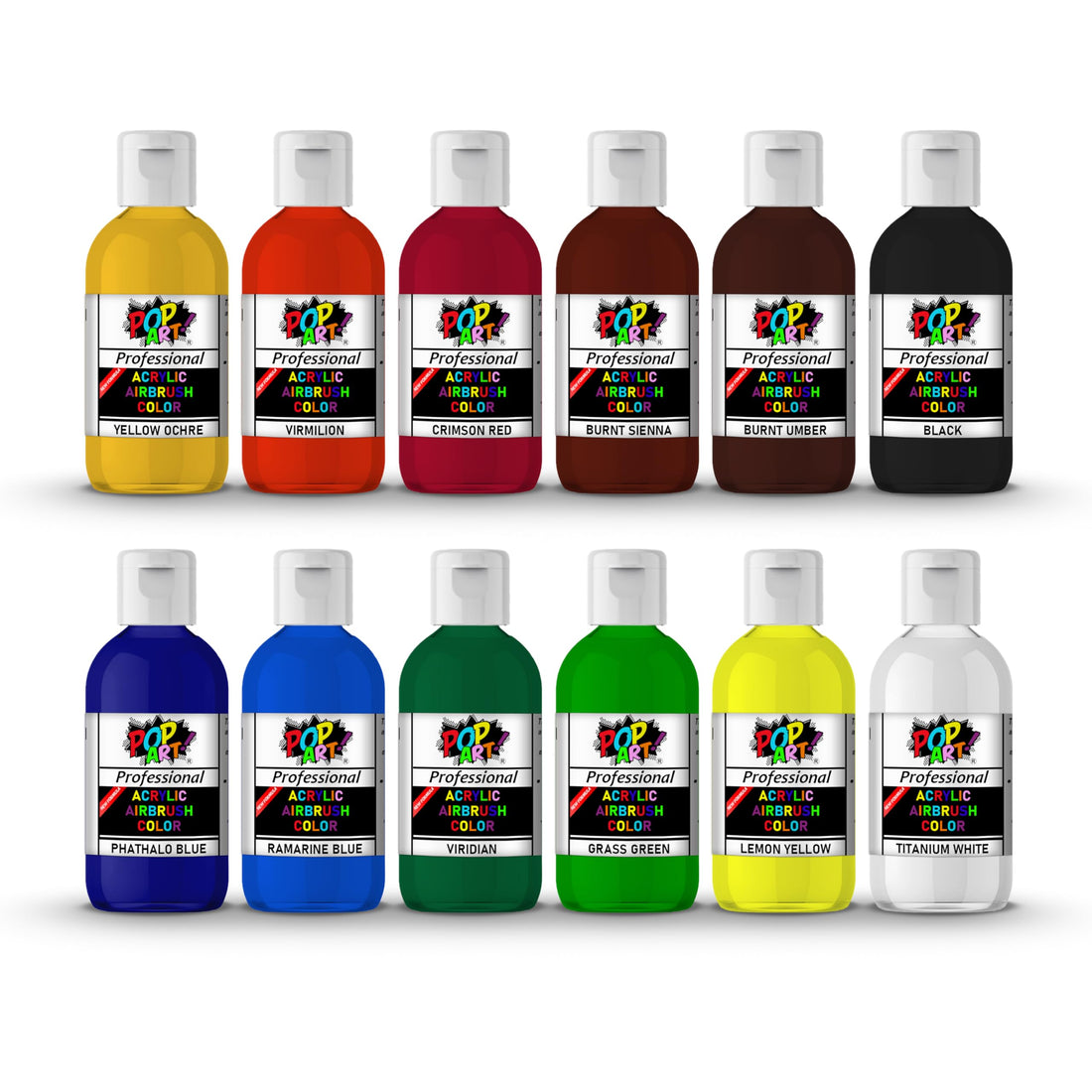 Pop Art Airbrush Acrylic Colors Paint Set Of 12 Colors Water Based For Artists, Beginners and Students (60 ml)