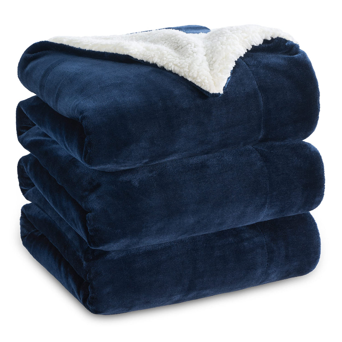 BEDSURE Warm Sherpa Throw Blanket - Navy Blue Fluffy Sofa Cuddly Blanket, Thick Couch Cover, 230 x 270 cm