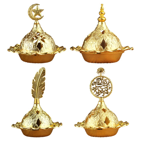 Gold Incense Burner Small Decorative Vintage Aromatherapy Incense Burner Middle Eastern Style Perfect for Home and Cafe Improvements