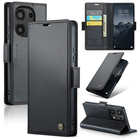 FASCINATION phone case compatible with Redmi note 13 pro 4G Case Multifunctional Horizontal Flip Premium PU Leather Case, with Card Slot & Holder & Wallet for Redmi note 13 pro 4G (Black)