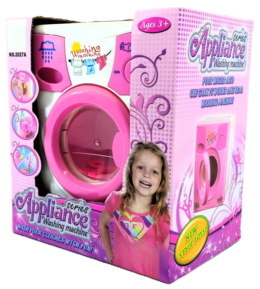 Girls Toy Washing Machine Plastic, Ages 3 to 12 Years