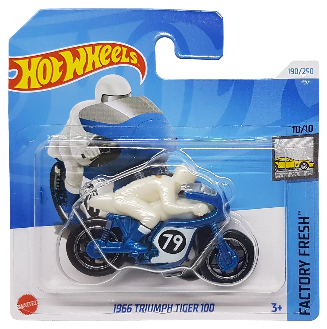Hot Wheels - 1966 Triumph Tiger 100 - Factory Fresh 10/10 - HTD43 - Short Card - Motorcycle - Blue - Mattel 2024-1:64