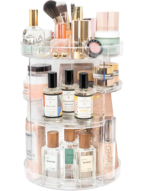 Generic SHOWAY Rotating Makeup Organizer | 360 Spinning Storage Display Case | Clear Acrylic Vanity & Bathroom Organizer for Skincare, Perfume, Cosmetic, Beauty, Make up and Essential Oil Products