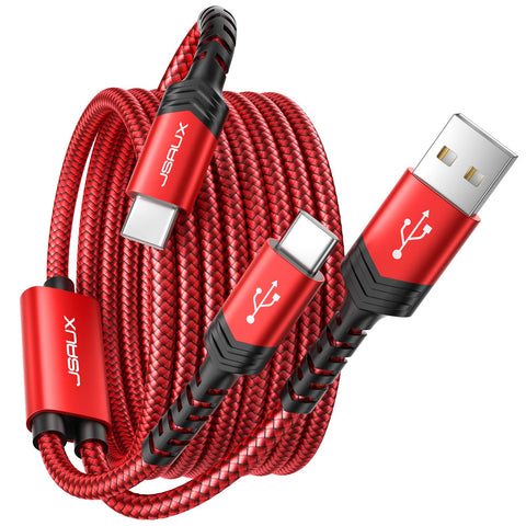 JSAUX USB C Cable Type C Fast Charging 6.6 FT, 60W USB-C to USB-C Cable, 2-in-1 Dual Input (USB-A & USB-C) Charging Cord Compatible with Samsung Galaxy, iPad Pro/Air/Mini, MacBook Pro/Air