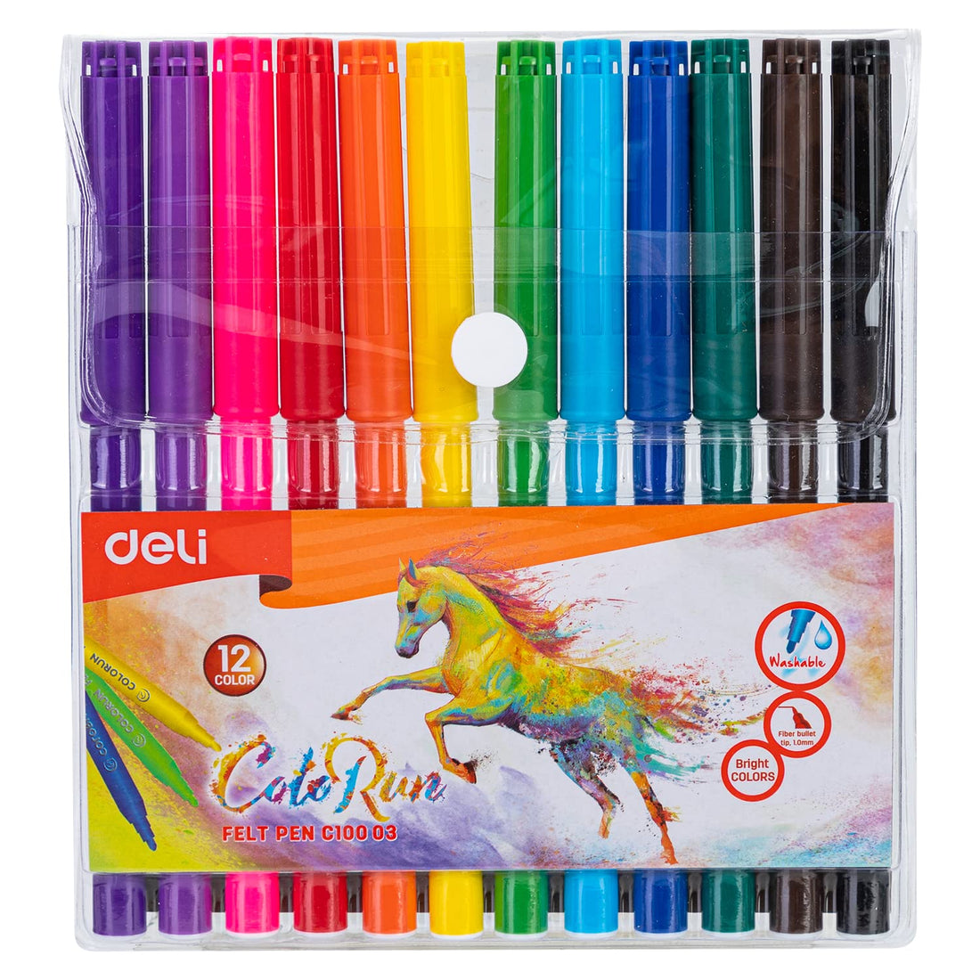 Deli 1set/12pcs felt pen student children's art painting felt pen student stationery