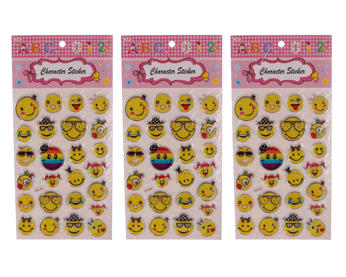 3A Emoji Plastic Sticker Set Of 3 Pieces For Kids - Multi Color 21915-3-29-3A-5120-Multi Color29